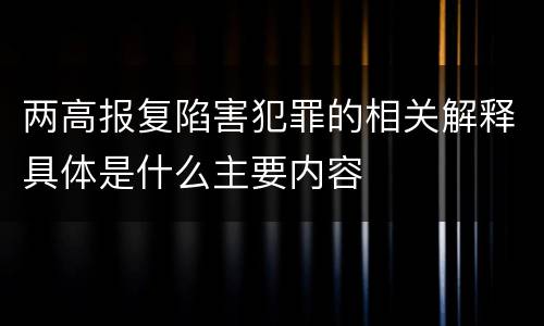 两高报复陷害犯罪的相关解释具体是什么主要内容