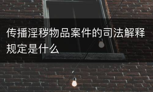 传播淫秽物品案件的司法解释规定是什么