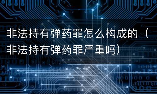 非法持有弹药罪怎么构成的（非法持有弹药罪严重吗）