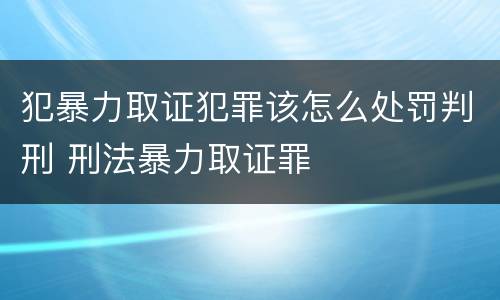 犯暴力取证犯罪该怎么处罚判刑 刑法暴力取证罪