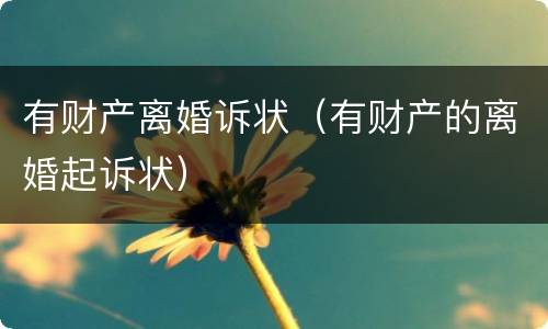 有财产离婚诉状（有财产的离婚起诉状）