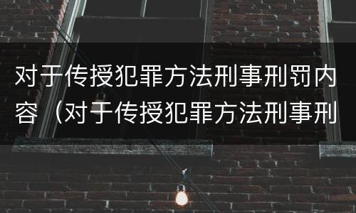 对于传授犯罪方法刑事刑罚内容（对于传授犯罪方法刑事刑罚内容的认定）