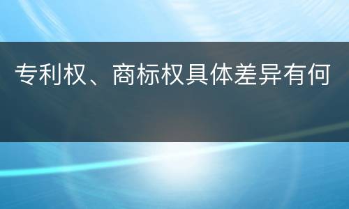 专利权、商标权具体差异有何