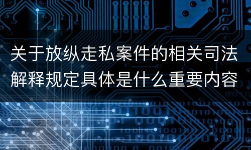 关于放纵走私案件的相关司法解释规定具体是什么重要内容