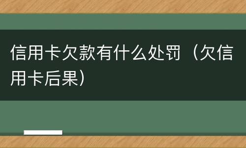 信用卡欠款有什么处罚（欠信用卡后果）