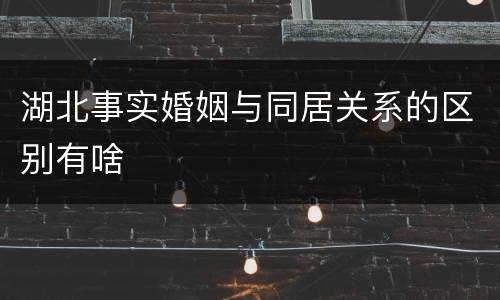 湖北事实婚姻与同居关系的区别有啥