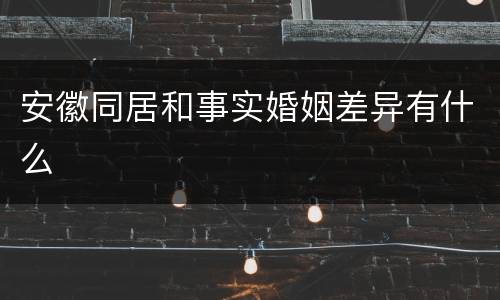安徽同居和事实婚姻差异有什么