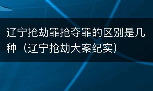 辽宁抢劫罪抢夺罪的区别是几种（辽宁抢劫大案纪实）