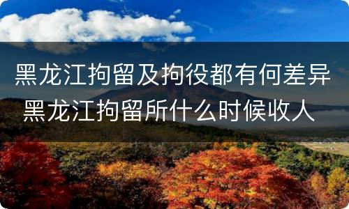 黑龙江拘留及拘役都有何差异 黑龙江拘留所什么时候收人