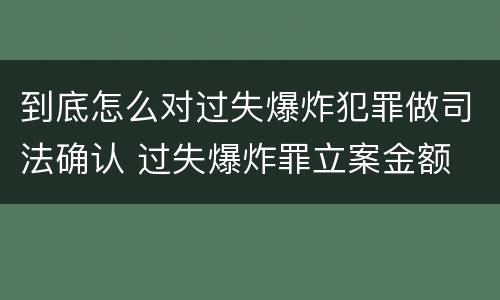 到底怎么对过失爆炸犯罪做司法确认 过失爆炸罪立案金额