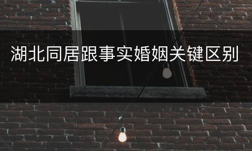 湖北同居跟事实婚姻关键区别