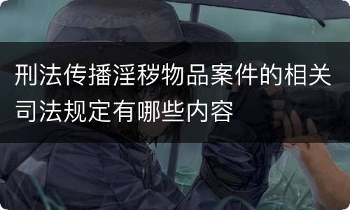 刑法传播淫秽物品案件的相关司法规定有哪些内容