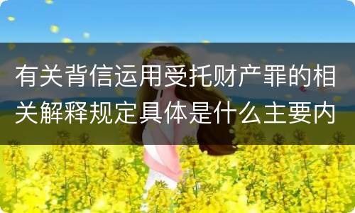 有关背信运用受托财产罪的相关解释规定具体是什么主要内容