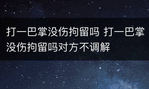打一巴掌没伤拘留吗 打一巴掌没伤拘留吗对方不调解