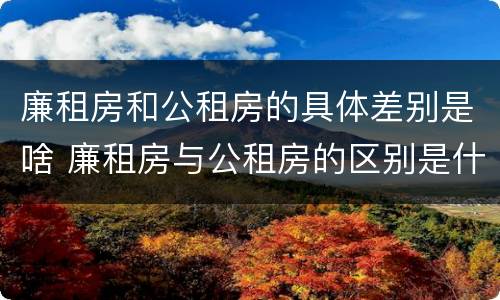 廉租房和公租房的具体差别是啥 廉租房与公租房的区别是什么