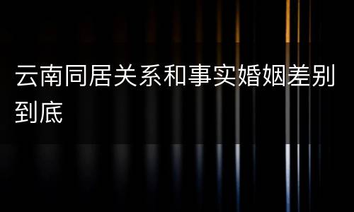 云南同居关系和事实婚姻差别到底