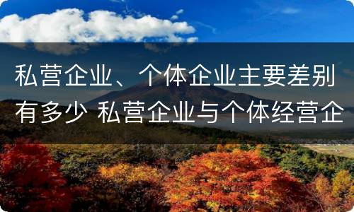 私营企业、个体企业主要差别有多少 私营企业与个体经营企业的区别