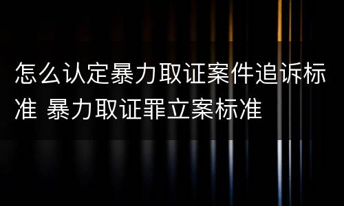 怎么认定暴力取证案件追诉标准 暴力取证罪立案标准