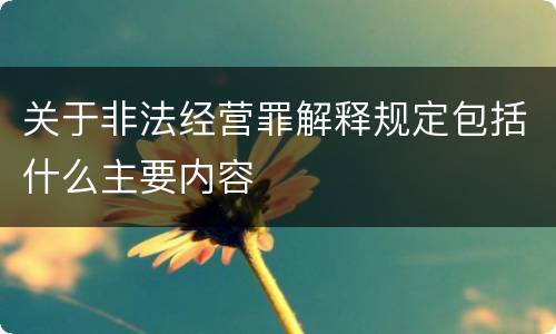 关于非法经营罪解释规定包括什么主要内容