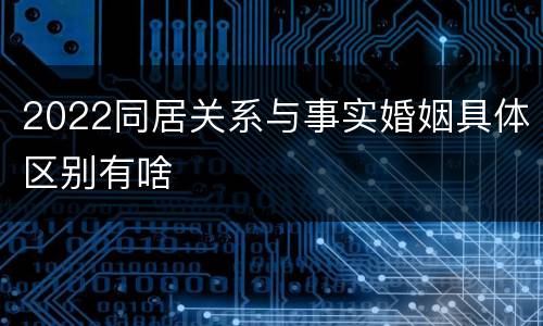 2022同居关系与事实婚姻具体区别有啥