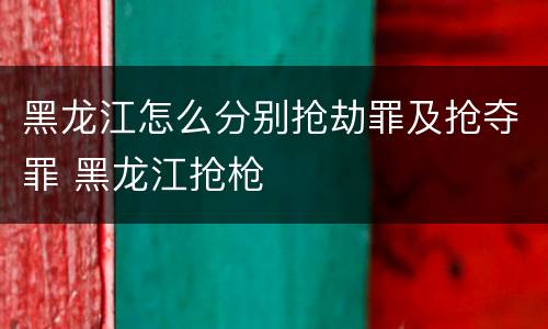 黑龙江怎么分别抢劫罪及抢夺罪 黑龙江抢枪