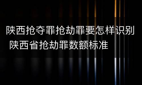 陕西抢夺罪抢劫罪要怎样识别 陕西省抢劫罪数额标准