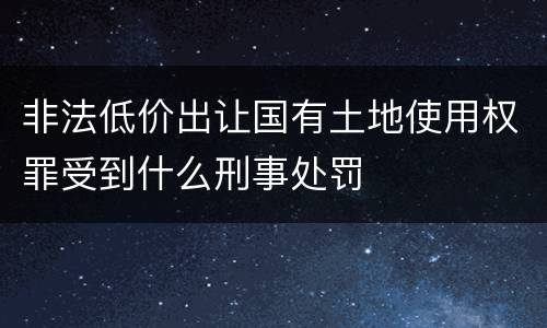 非法低价出让国有土地使用权罪受到什么刑事处罚