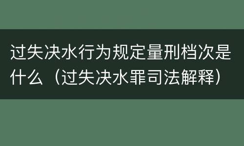 过失决水行为规定量刑档次是什么（过失决水罪司法解释）