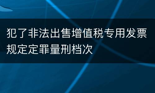 犯了非法出售增值税专用发票规定定罪量刑档次