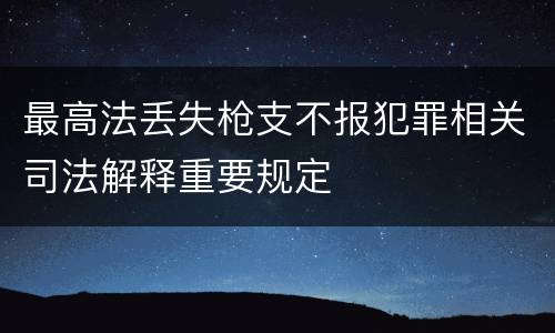 最高法丢失枪支不报犯罪相关司法解释重要规定