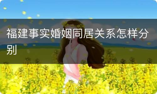 福建事实婚姻同居关系怎样分别