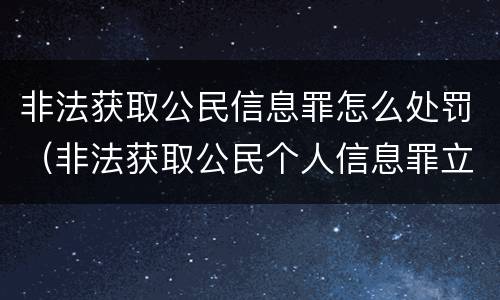 非法获取公民信息罪怎么处罚（非法获取公民个人信息罪立案标准）