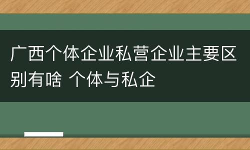 广西个体企业私营企业主要区别有啥 个体与私企