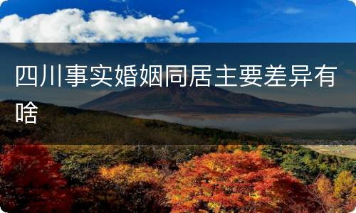 四川事实婚姻同居主要差异有啥