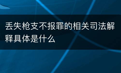丢失枪支不报罪的相关司法解释具体是什么