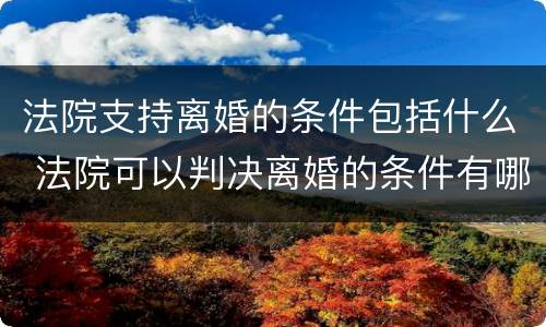 法院支持离婚的条件包括什么 法院可以判决离婚的条件有哪些?