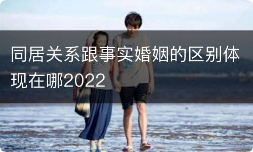 同居关系跟事实婚姻的区别体现在哪2022