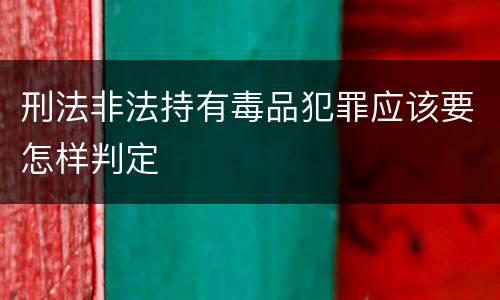 刑法非法持有毒品犯罪应该要怎样判定