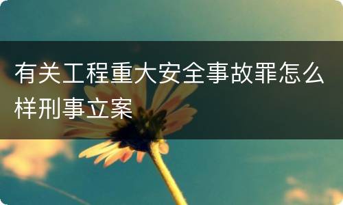 有关工程重大安全事故罪怎么样刑事立案