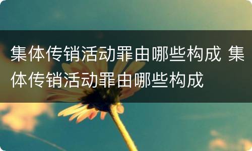 集体传销活动罪由哪些构成 集体传销活动罪由哪些构成