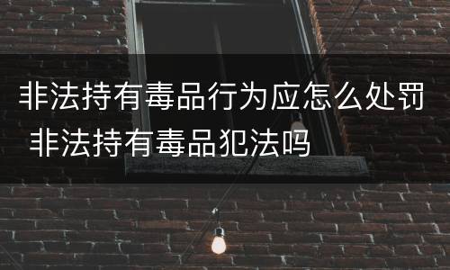 非法持有毒品行为应怎么处罚 非法持有毒品犯法吗