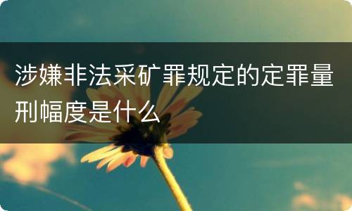 涉嫌非法采矿罪规定的定罪量刑幅度是什么