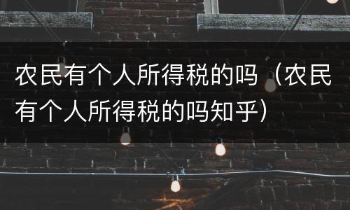 农民有个人所得税的吗（农民有个人所得税的吗知乎）