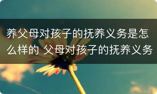 养父母对孩子的抚养义务是怎么样的 父母对孩子的抚养义务有哪些
