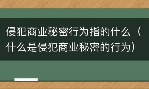 侵犯商业秘密行为指的什么（什么是侵犯商业秘密的行为）
