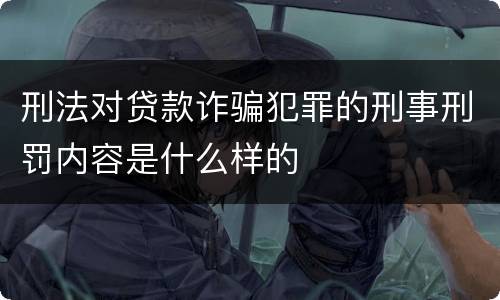 刑法对贷款诈骗犯罪的刑事刑罚内容是什么样的