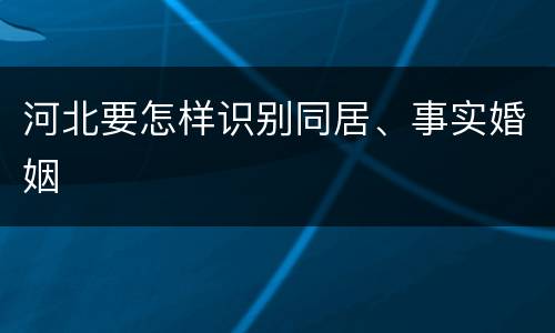 河北要怎样识别同居、事实婚姻