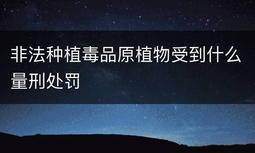 非法种植毒品原植物受到什么量刑处罚