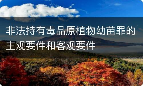 非法持有毒品原植物幼苗罪的主观要件和客观要件