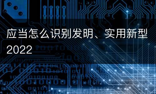 应当怎么识别发明、实用新型2022